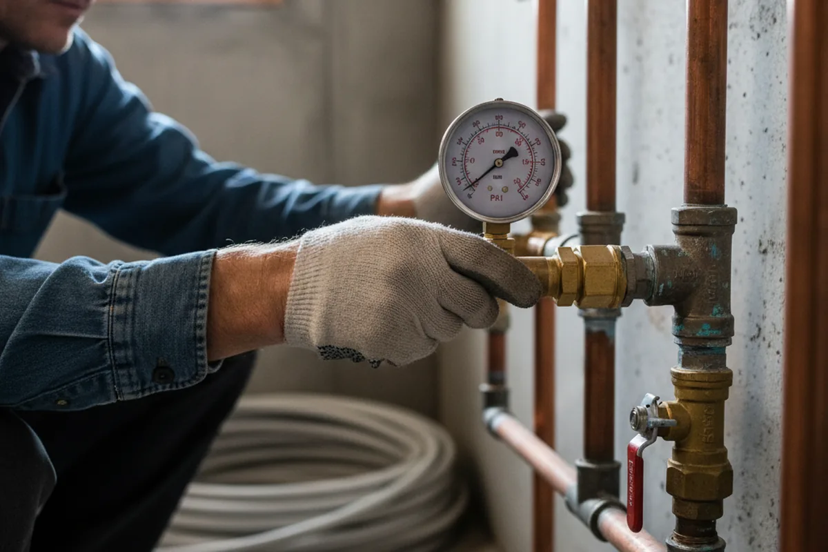 Pressure testing a repaired line during Water Line Repair in Columbia